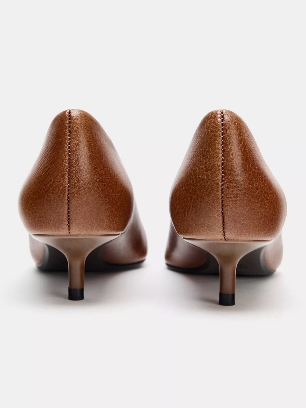 Zara LEATHER KITTEN HEEL SHOES - Picture 3 of 3